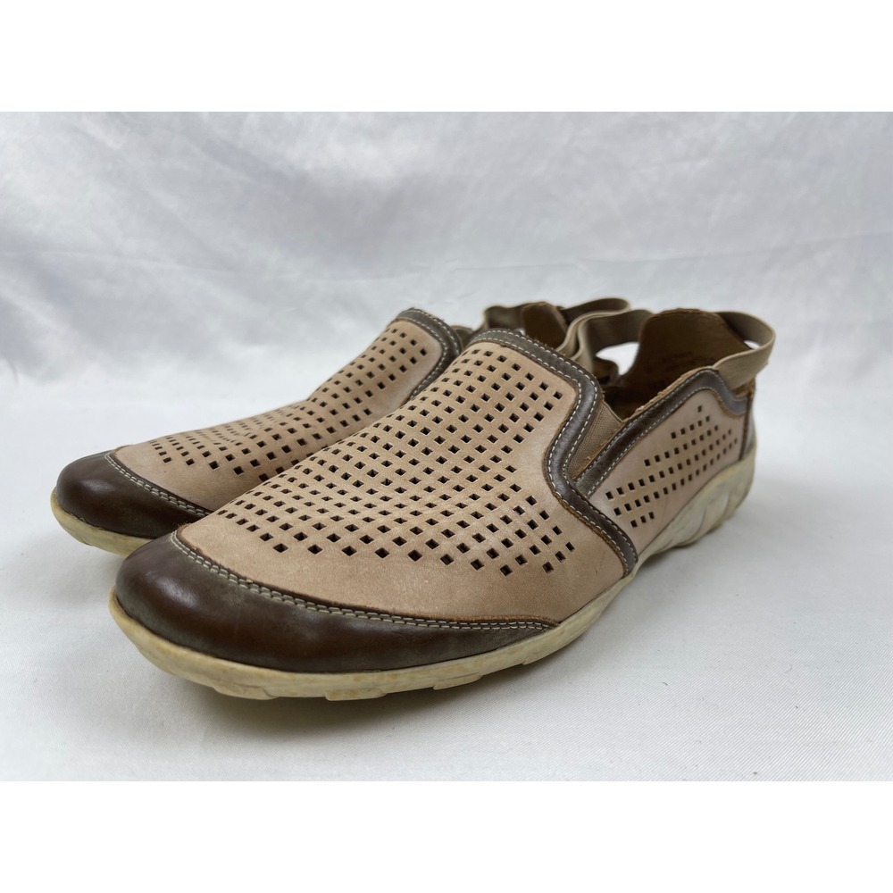 Remonte Perforated Leather Slip-On Shoes Women 42 Tan Brown Good Comfort Flat